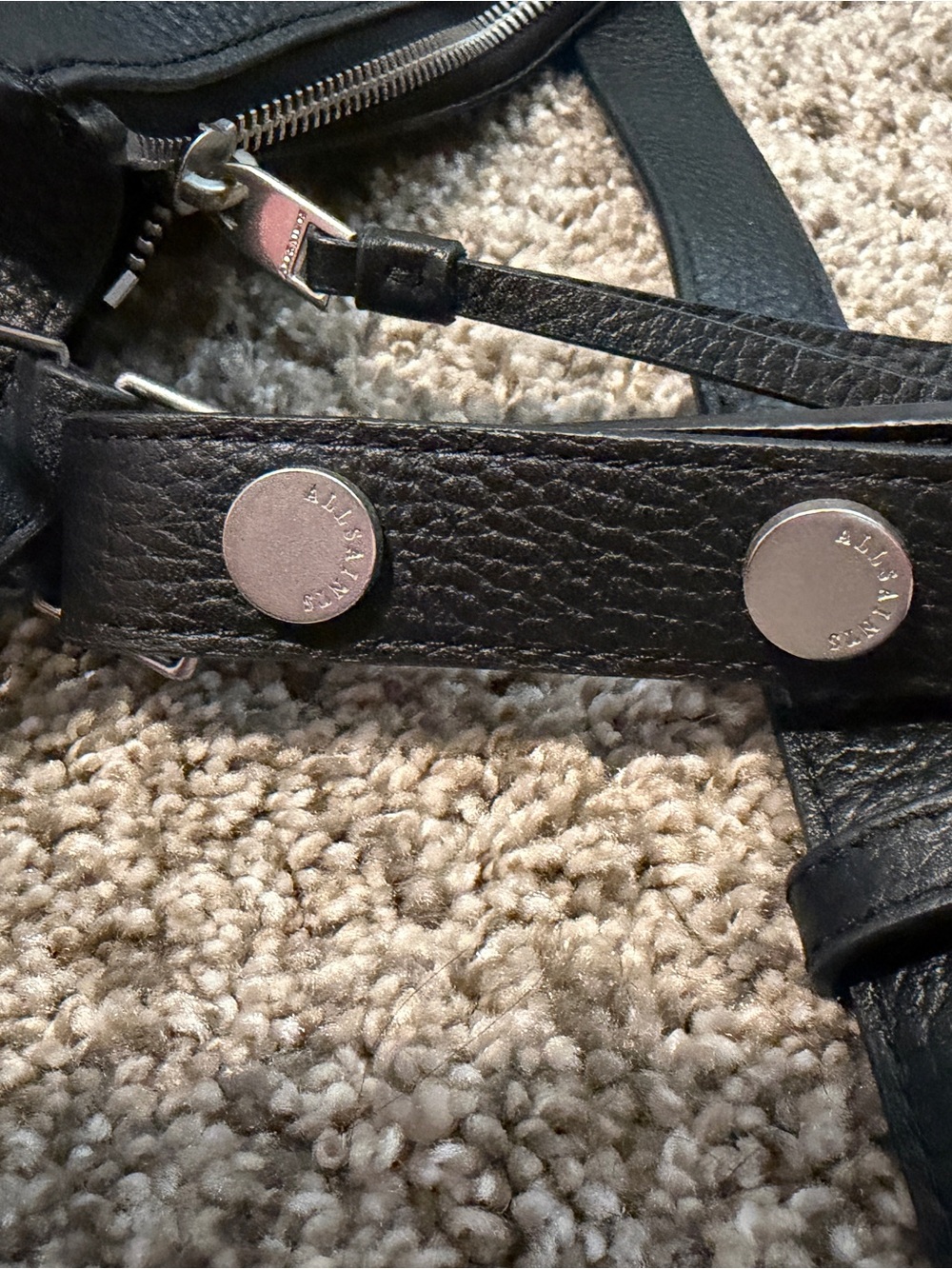 AllSaints Black Pebbled Leather Shoulder Bag - Picture 3 of 7